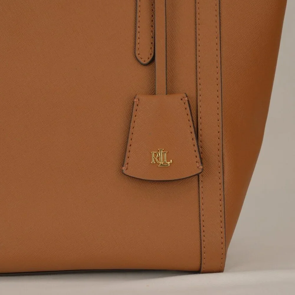 Lauren Ralph Lauren Clare Cross Hatch Leather Slim Tote, Brown